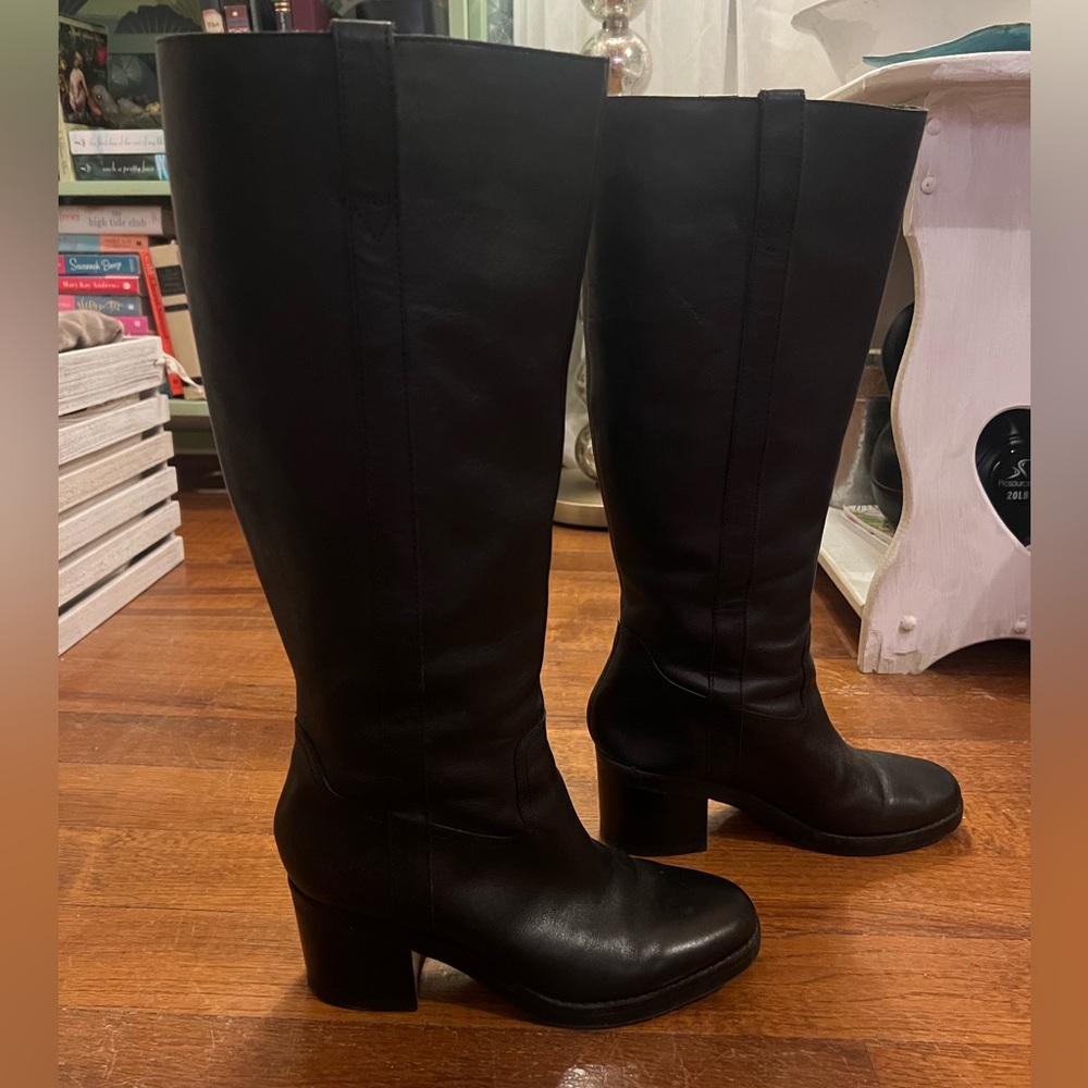 Marc Fisher Hydria Black Knee-High Leather Boots